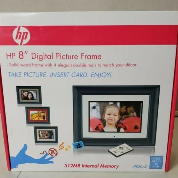 HP 8 inch Digital Picture Solid Wood Frame with 4 Double Mats DF820B4 - Picture 2 of 11